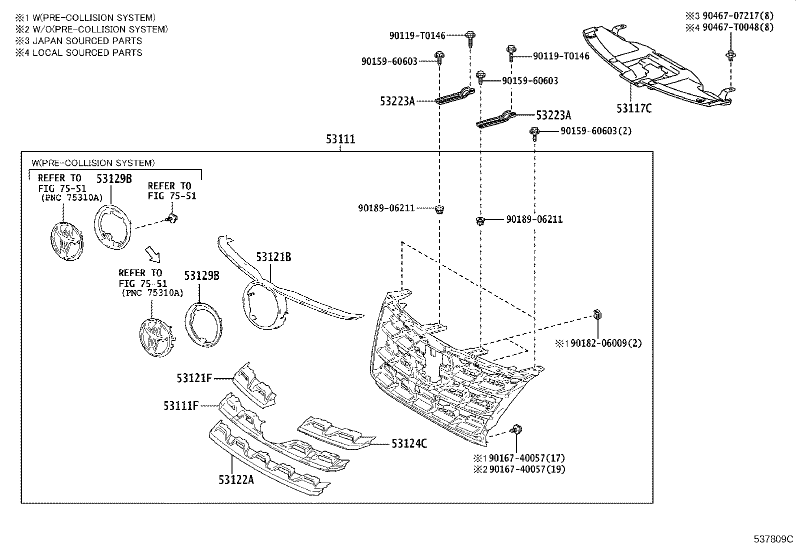 53100-YP411 GRILLE, RADIATOR product image