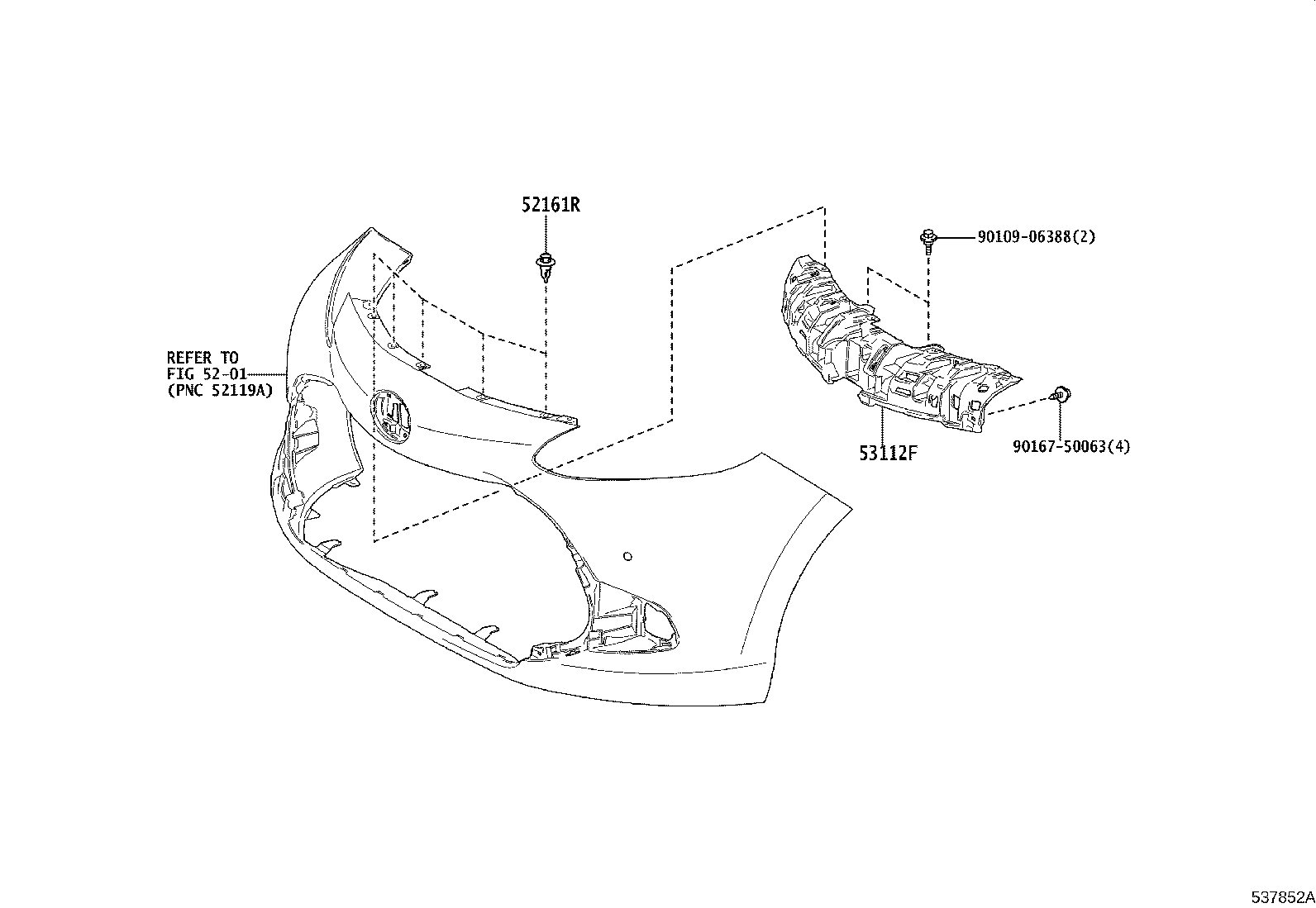 53121-52290 MOULDING, RADIATOR GRILLE product image