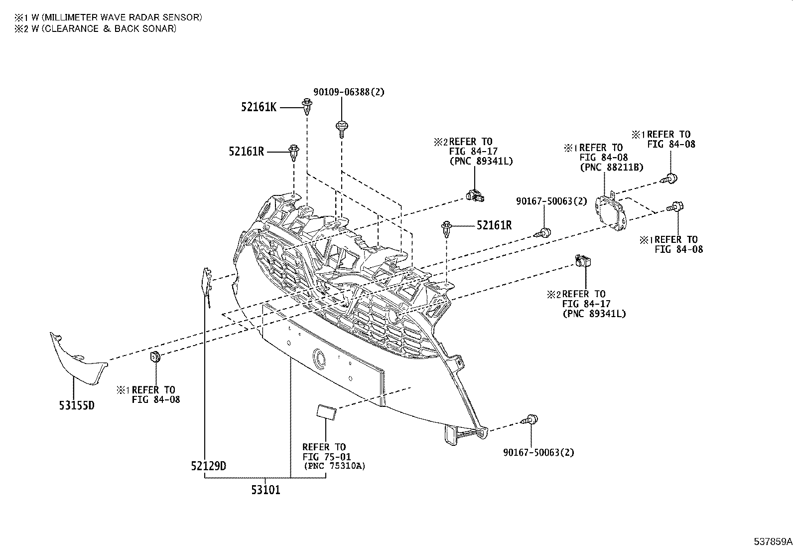 53155-0D090 SEAL, RADIATOR GRILLE, NO.1 product image