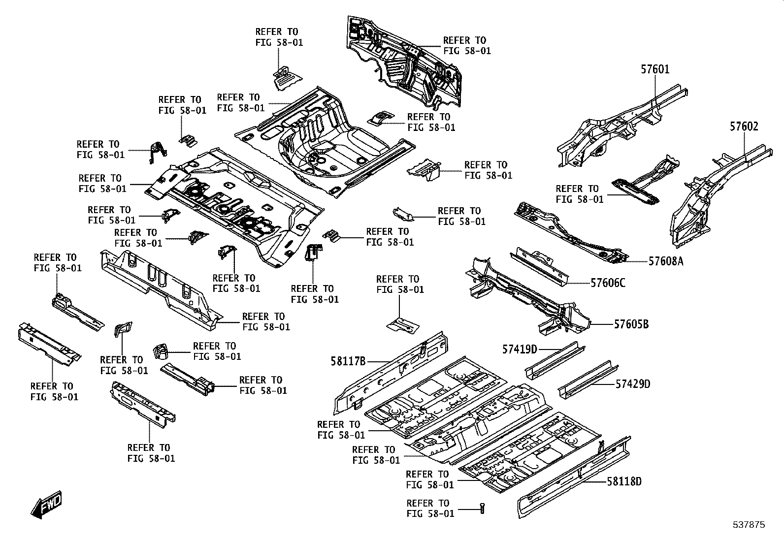 57101-WC005 MEMBER SUB-ASSY, FRONT SIDE, RH product image