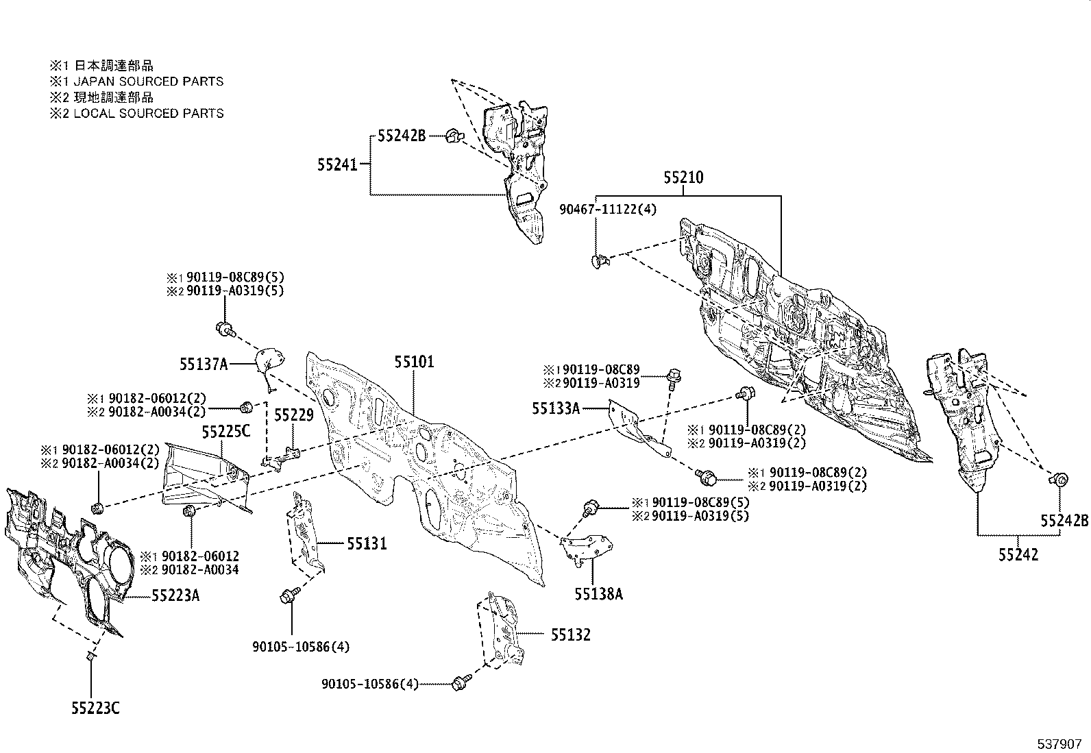 53702-0A070 APRON SUB-ASSY, FRONT FENDER, LH product image