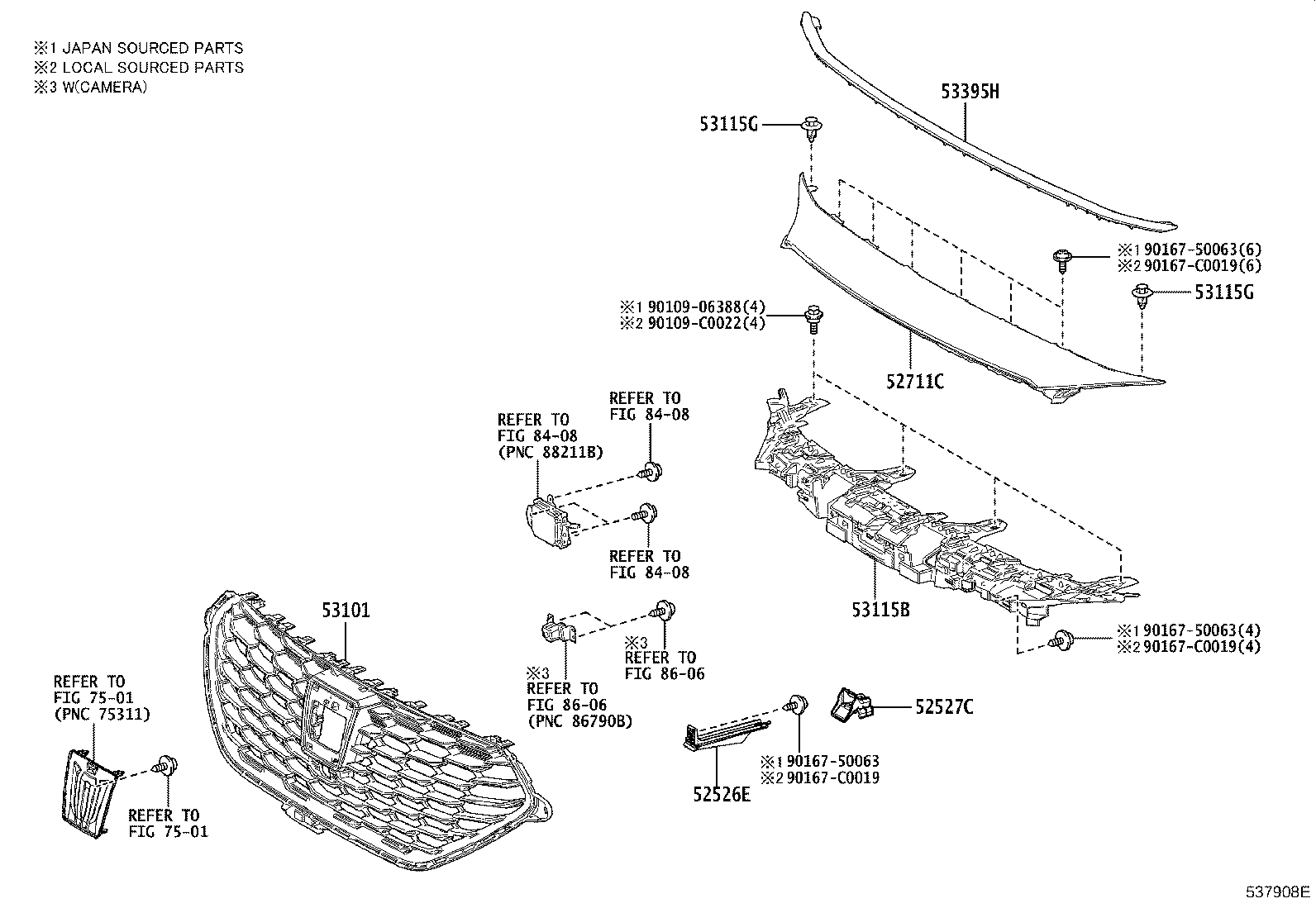 53115-0E050 BRACKET, RADIATOR GRILLE product image
