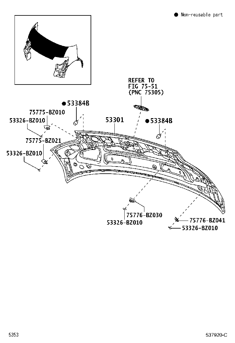 53301-BZ170 HOOD SUB-ASSY product image