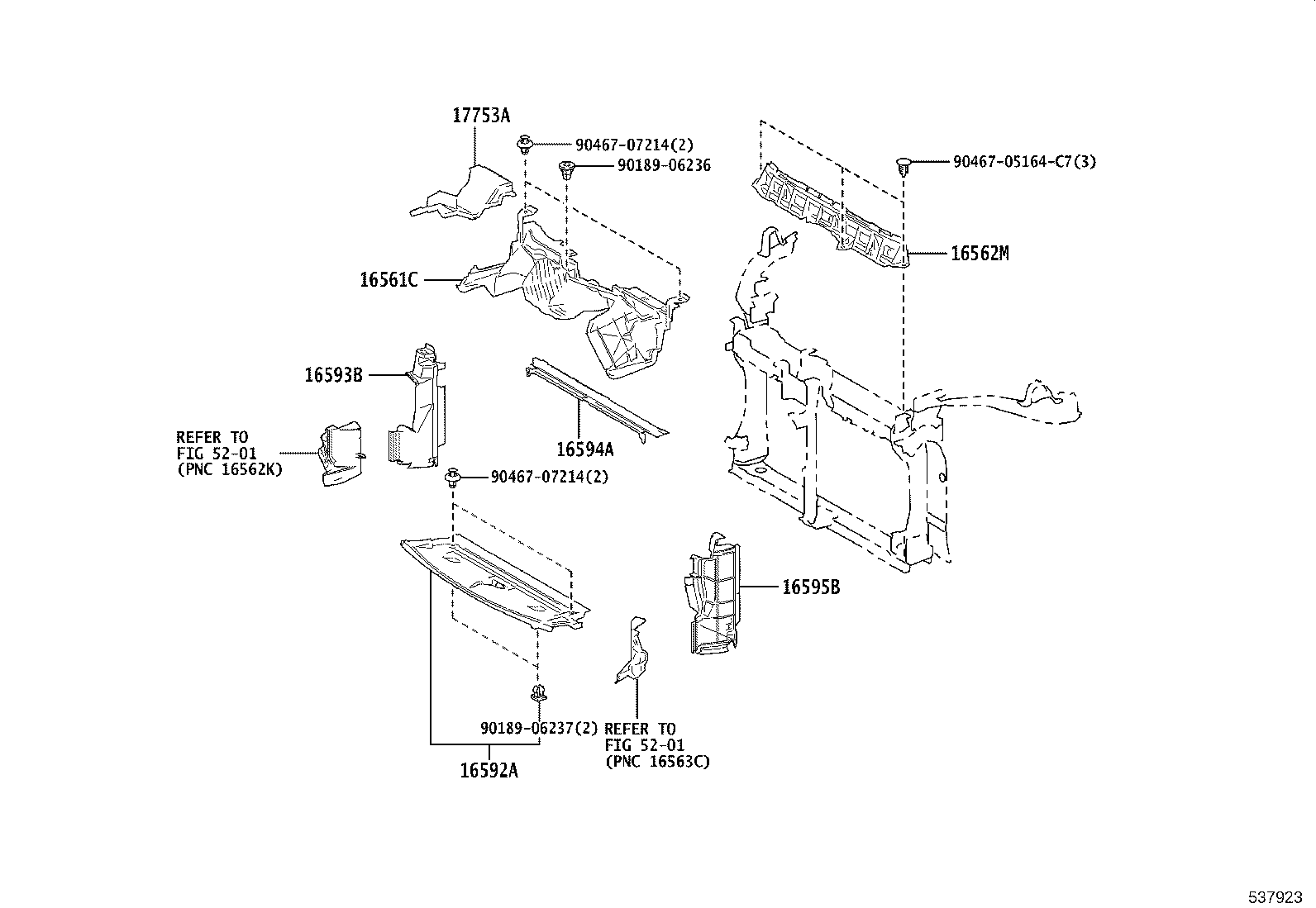 16595-10010 GUIDE, RADIATOR AIR, NO.1 LH product image