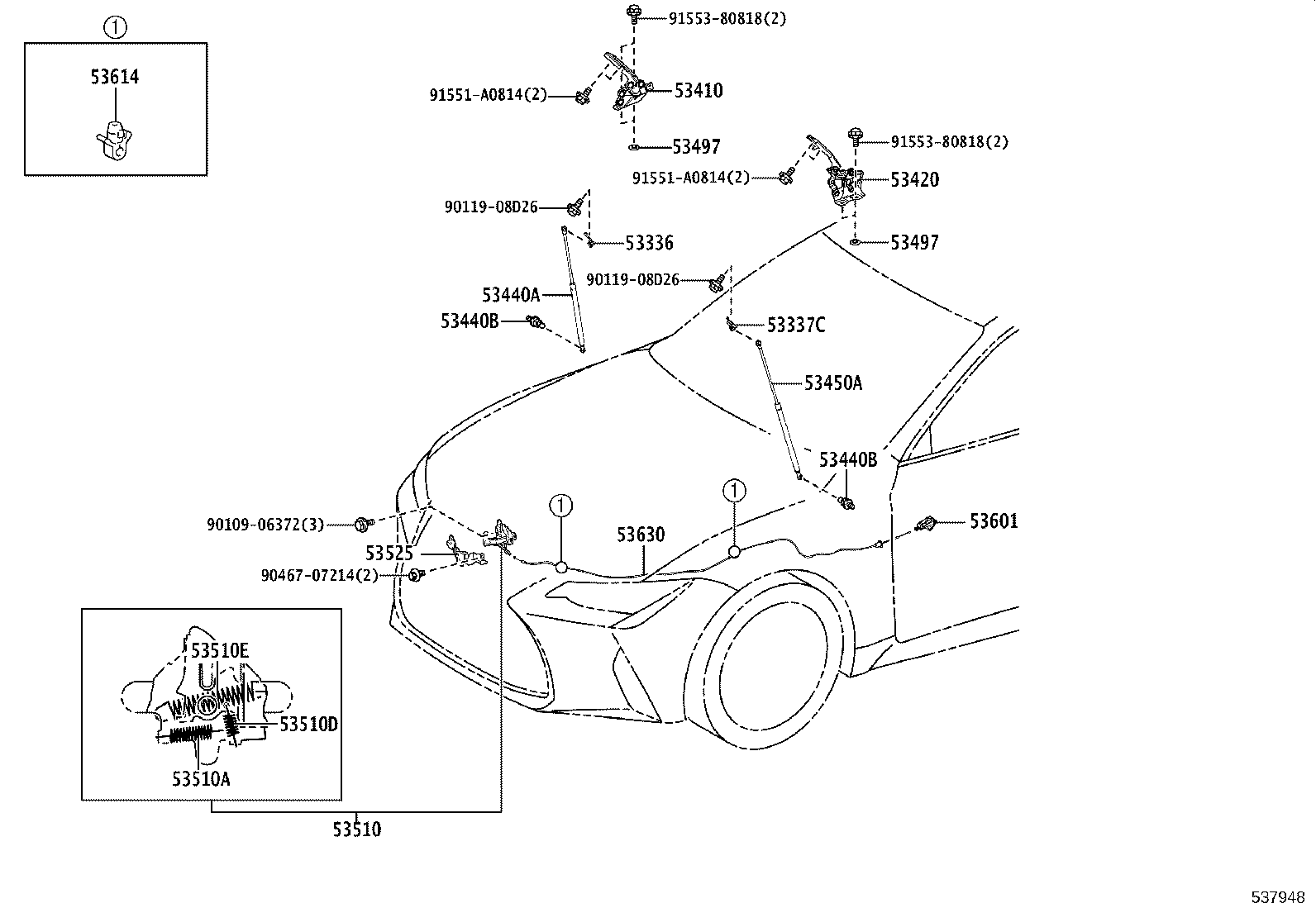 53510-53140 LOCK ASSY, HOOD product image