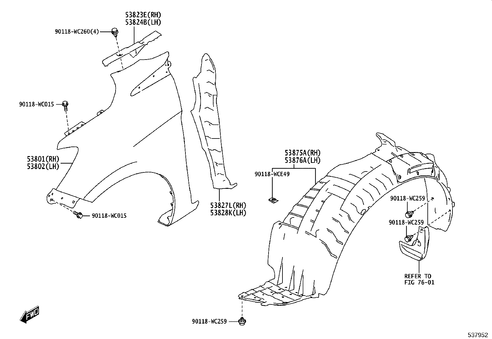 53876-WC005 LINER, FRONT FENDER, LH product image