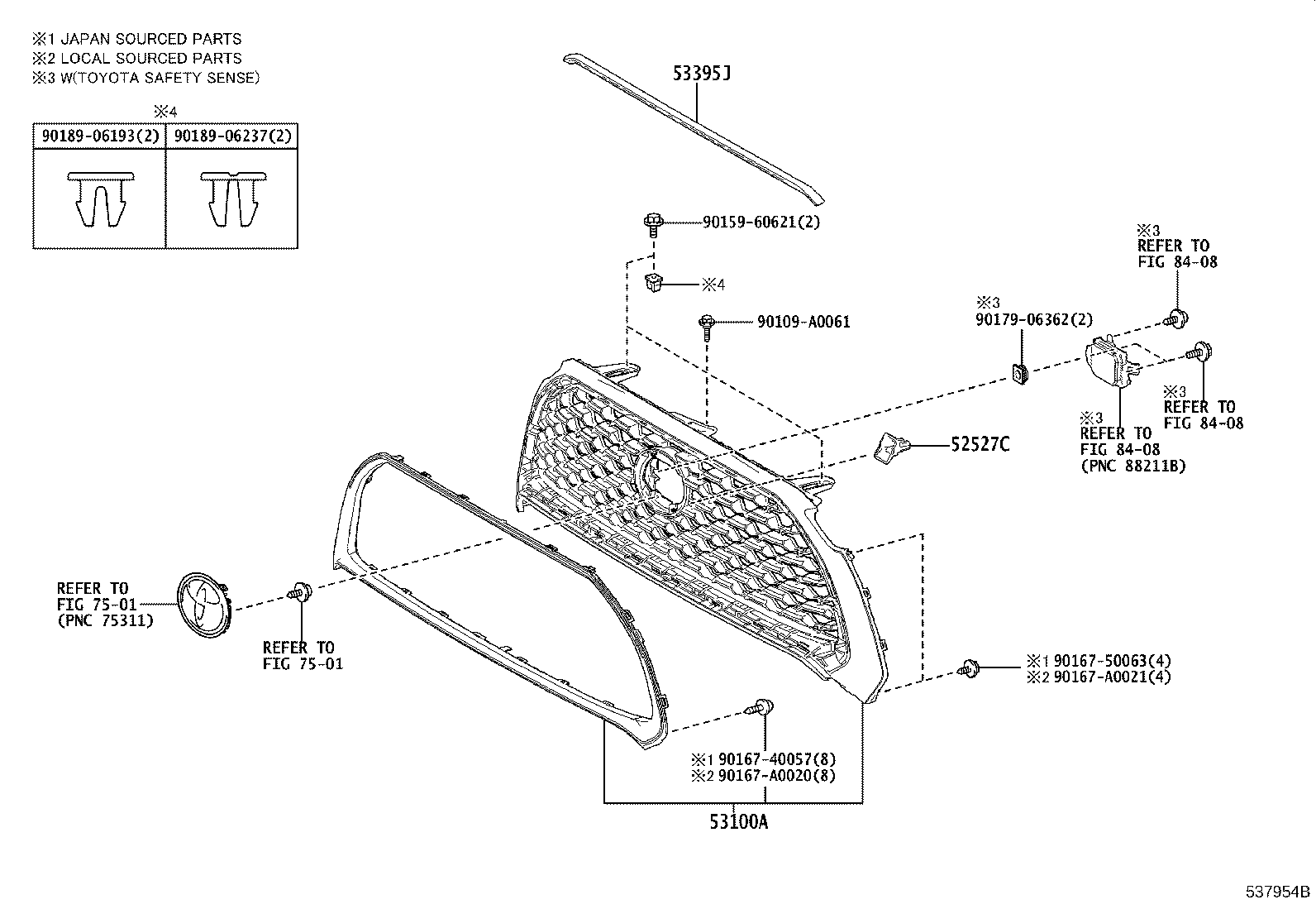 Toyota 53114-0A110 GRILLE, RADIATOR, INNER