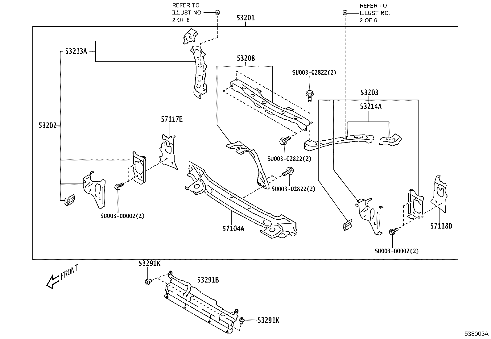 Toyota SU003-07361 SUPPORT SUB-ASSY, RADIATOR GRILLE, CENTER