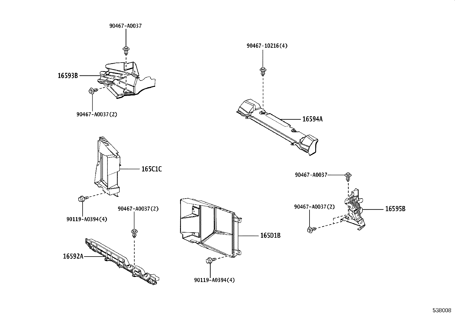 16593-F4010 GUIDE, RADIATOR AIR, NO.1 RH product image