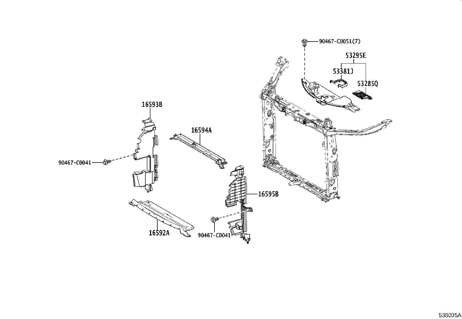 16595-F0400 GUIDE, RADIATOR AIR, NO.1 LH product image