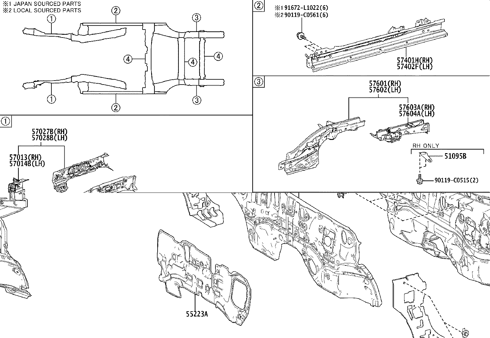 57031-0R020 REINFORCE SUB-ASSY, FRONT SIDE MEMBER, NO.2 RH product image