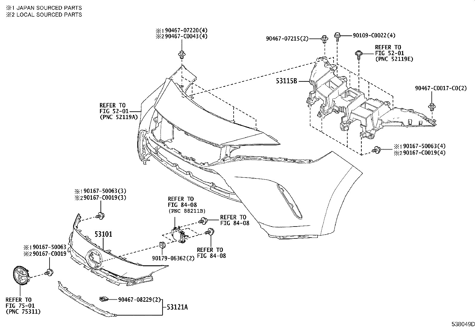 53115-0E070 BRACKET, RADIATOR GRILLE product image