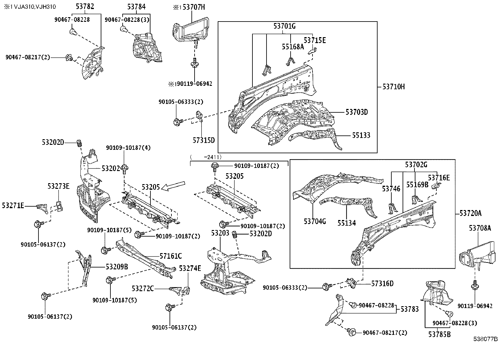 Toyota 53205-60140 SUPPORT SUB-ASSY, RADIATOR, UPPER