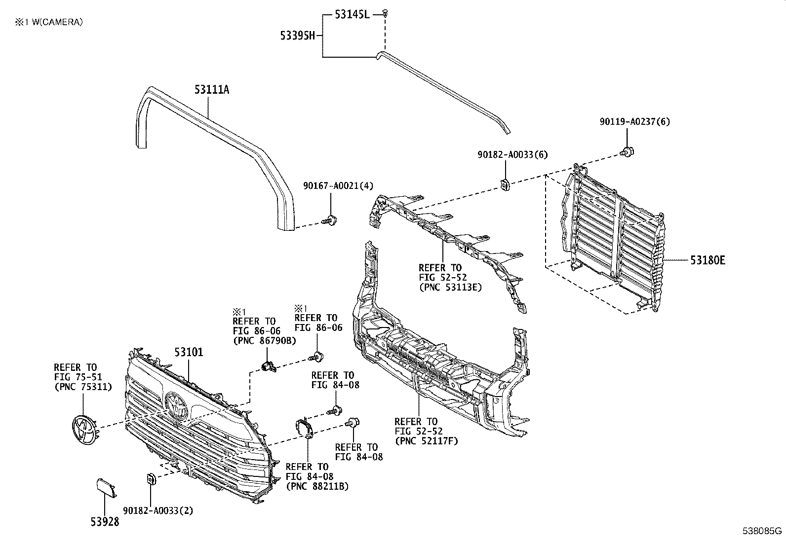 Toyota 53111-0C901 GRILLE, RADIATOR, OUTSIDE