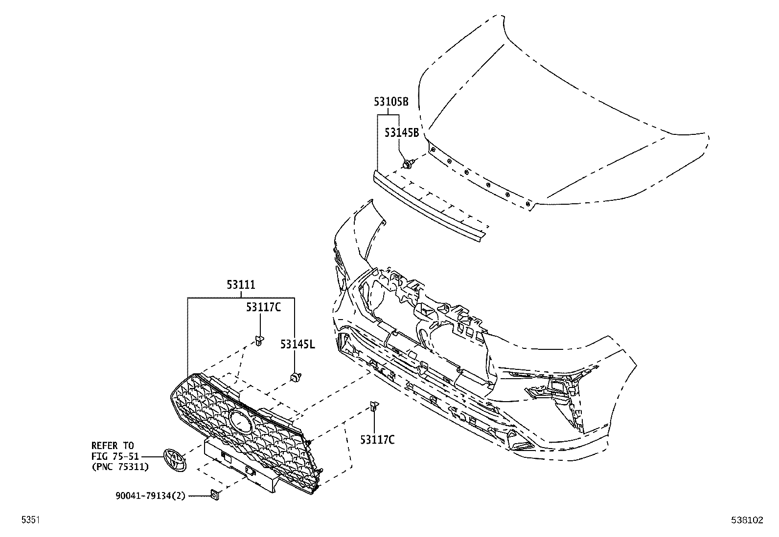 53111-BZ880-C0 GRILLE, RADIATOR product image