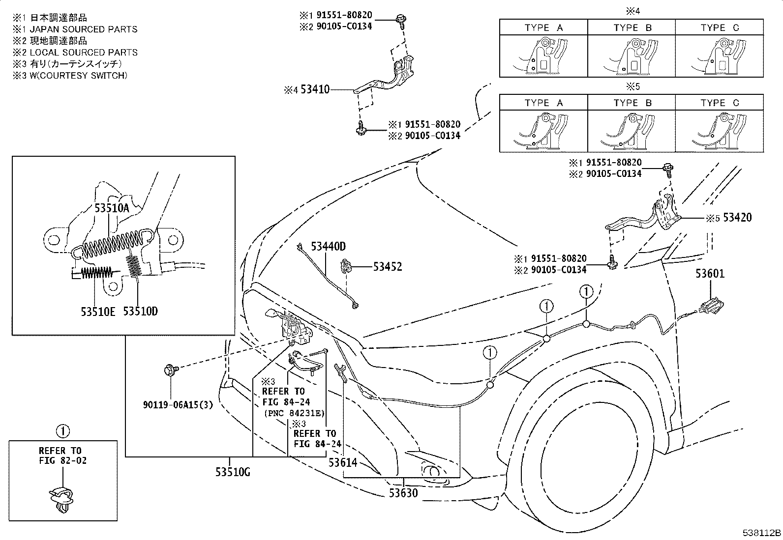 53630-0A090 CABLE ASSY, HOOD LOCK CONTROL product image