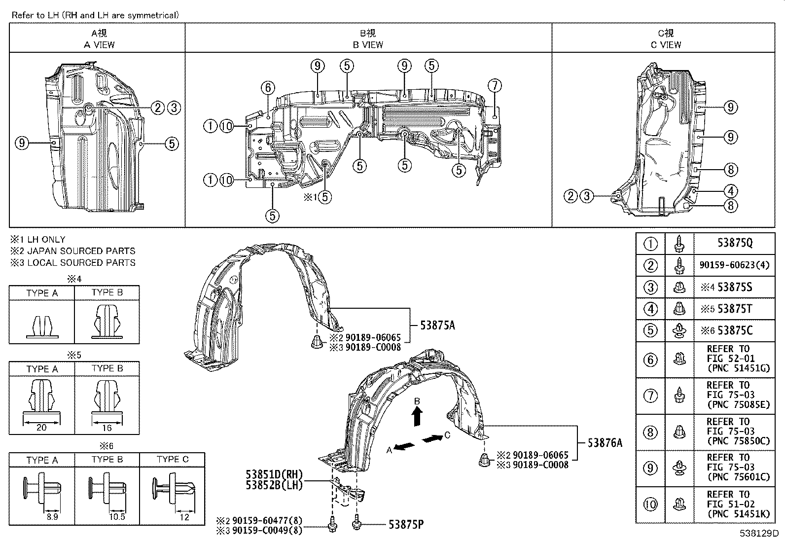 53827-0A050 PROTECTOR, FRONT FENDER SIDE PANEL, RH product image