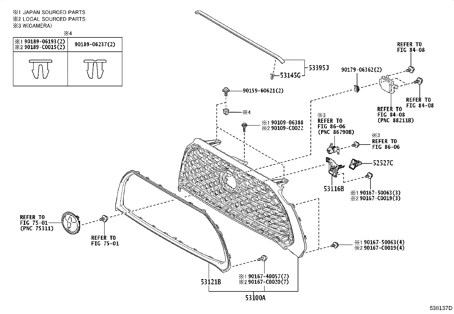 53121-0A080 MOULDING, RADIATOR GRILLE, UPPER product image