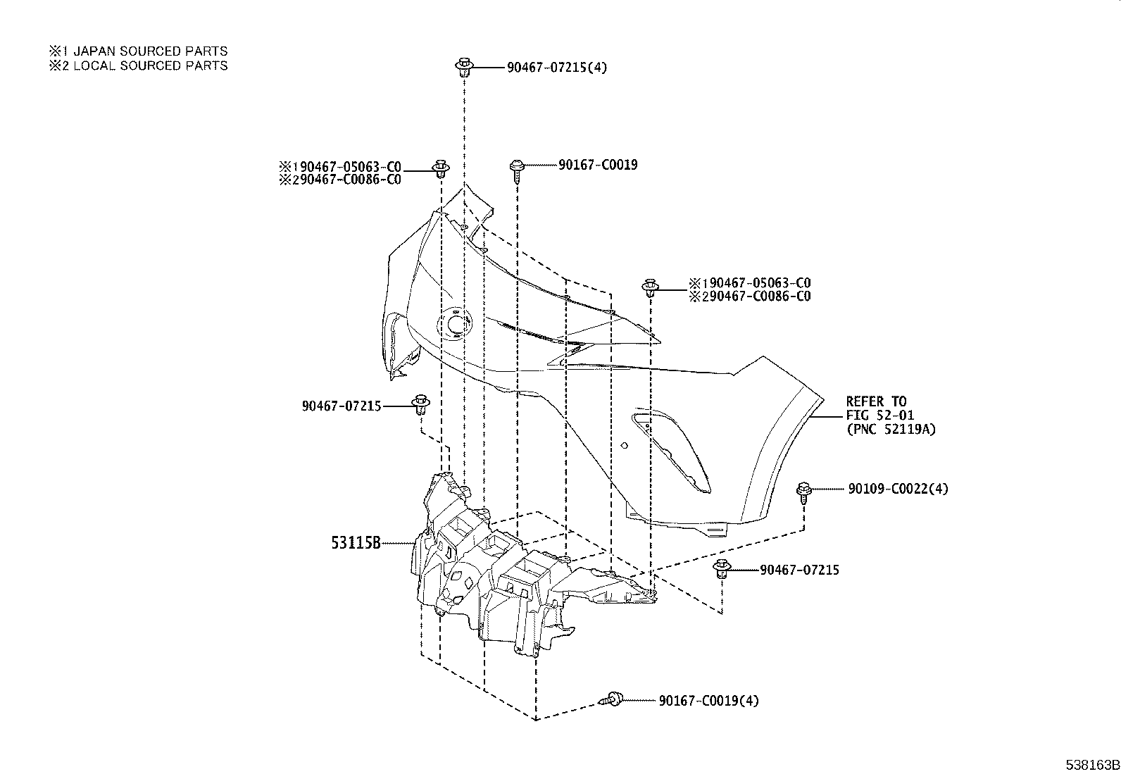 53115-0E080 BRACKET, RADIATOR GRILLE product image