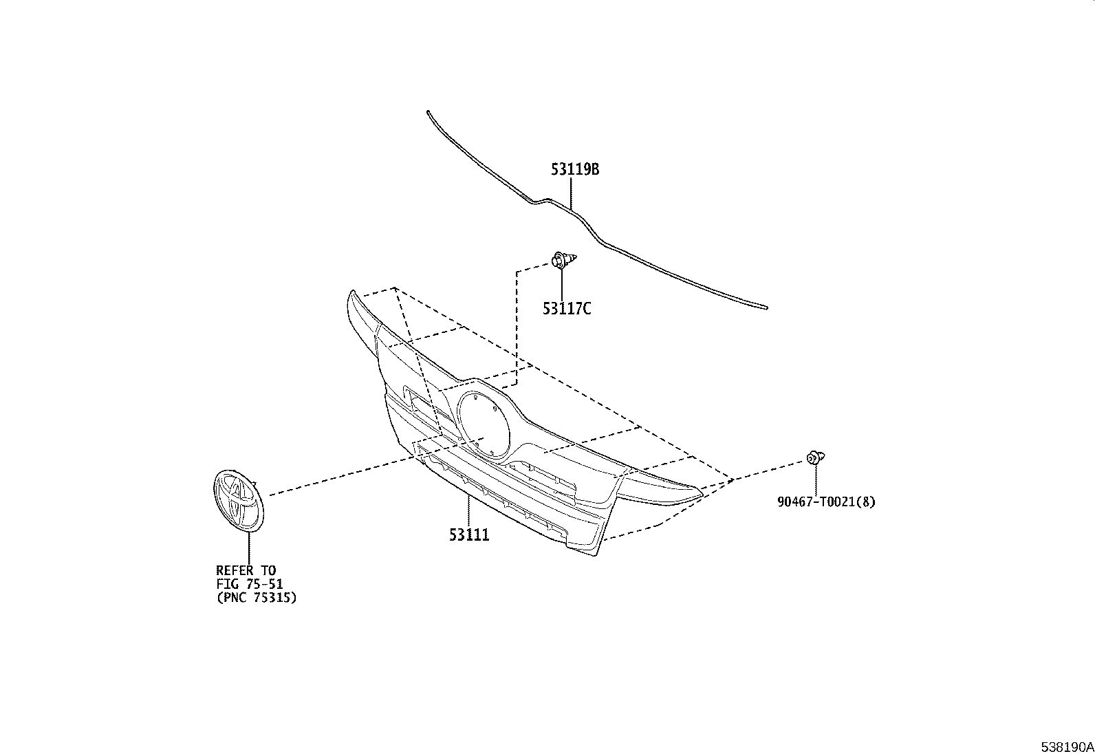 53111-37700 GRILLE, RADIATOR product image
