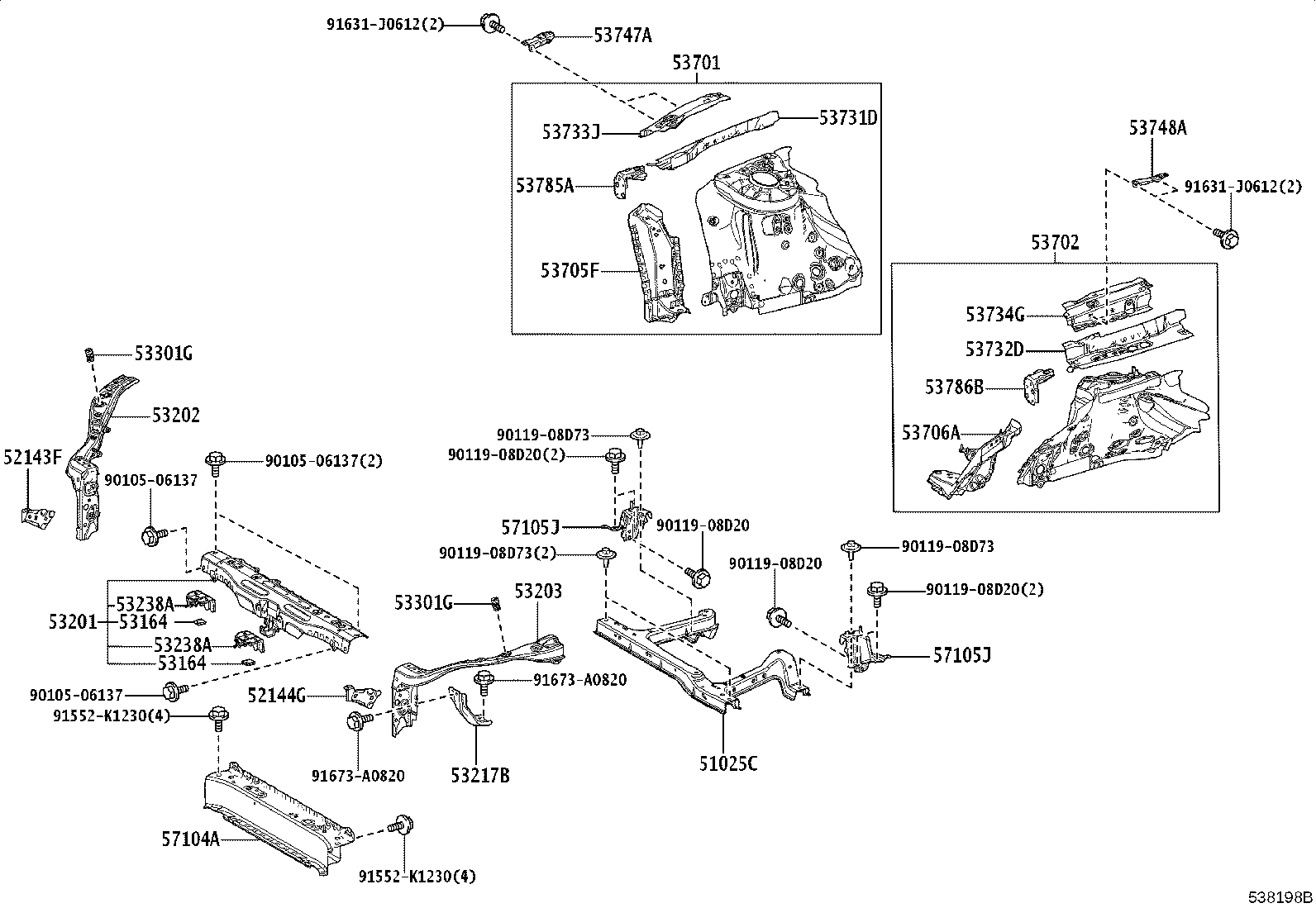 53702-42180 APRON SUB-ASSY, FRONT FENDER, LH product image