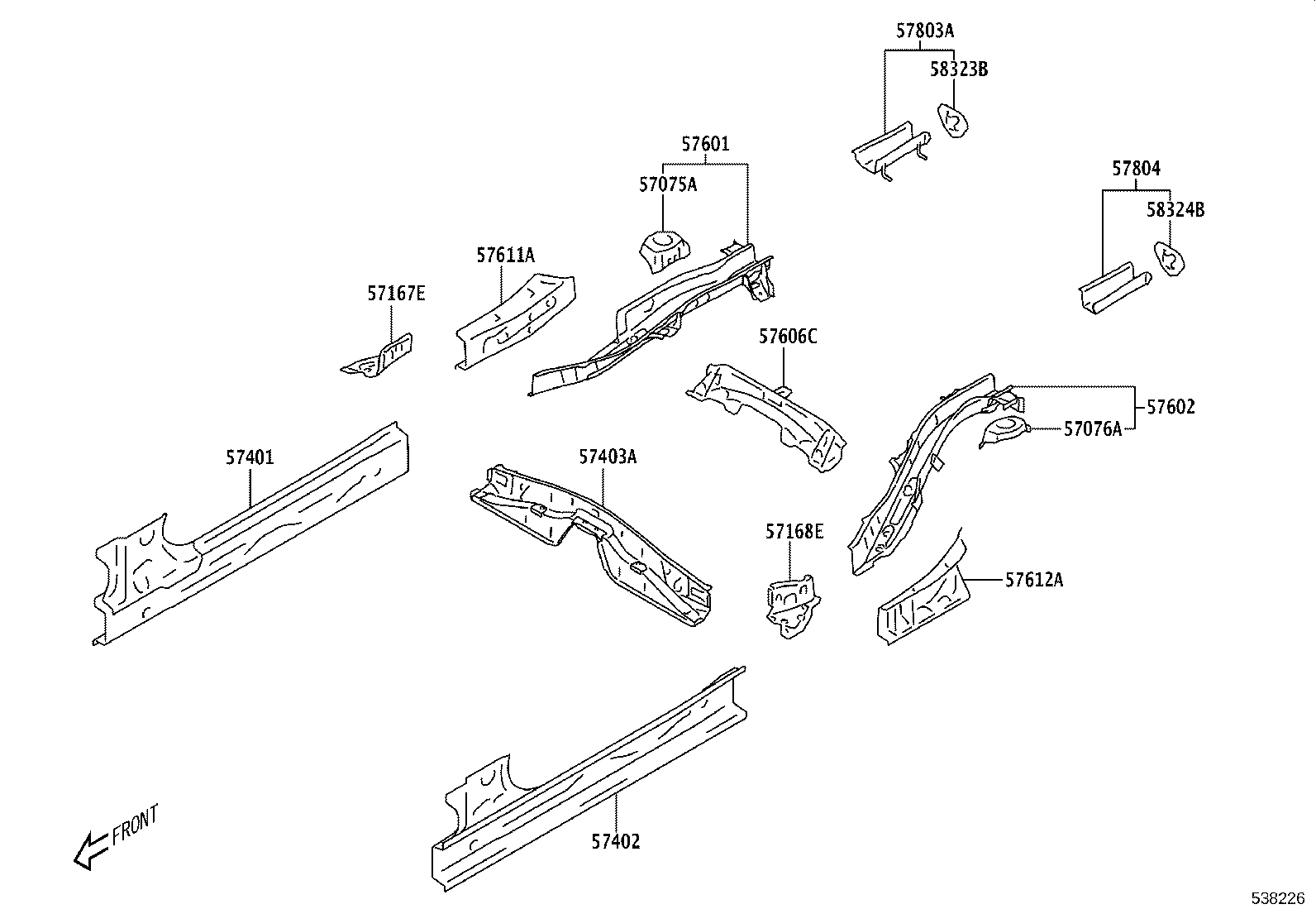 SU003-09121 MEMBER SUB-ASSY, FRONT SIDE, INNER RH product image