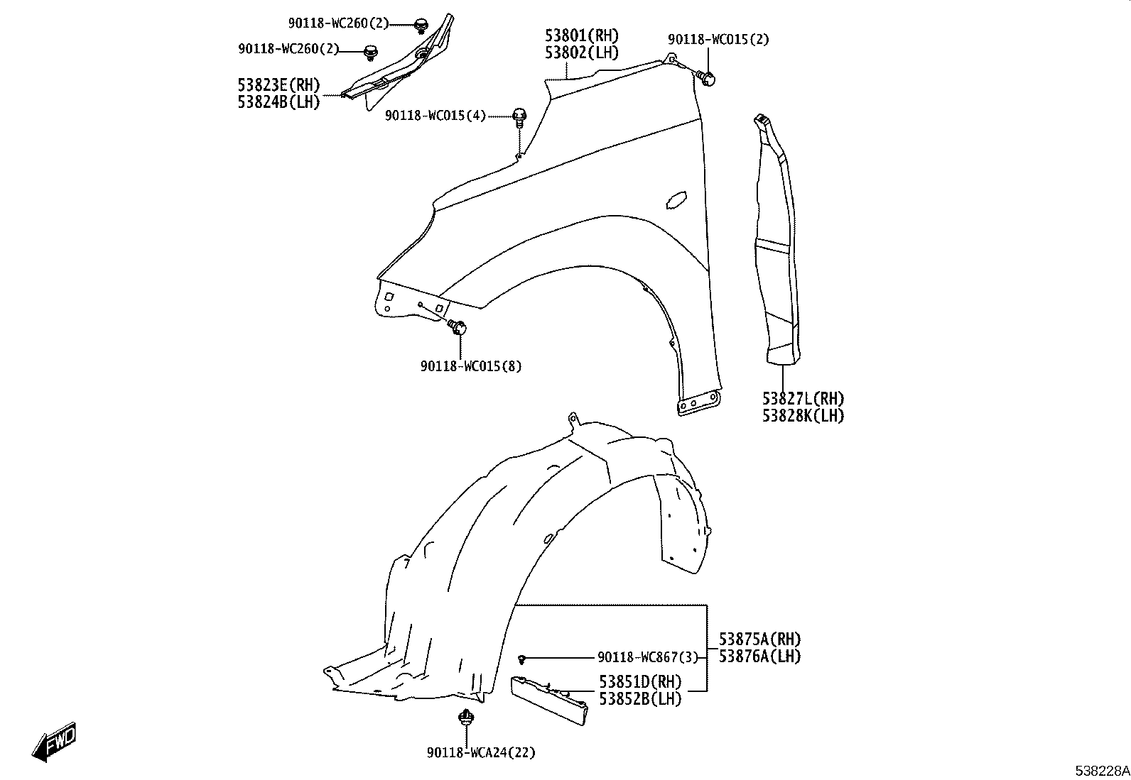 52826-WC003 PROTECTOR, FRONT SIDE PANEL, NO.2 LH product image