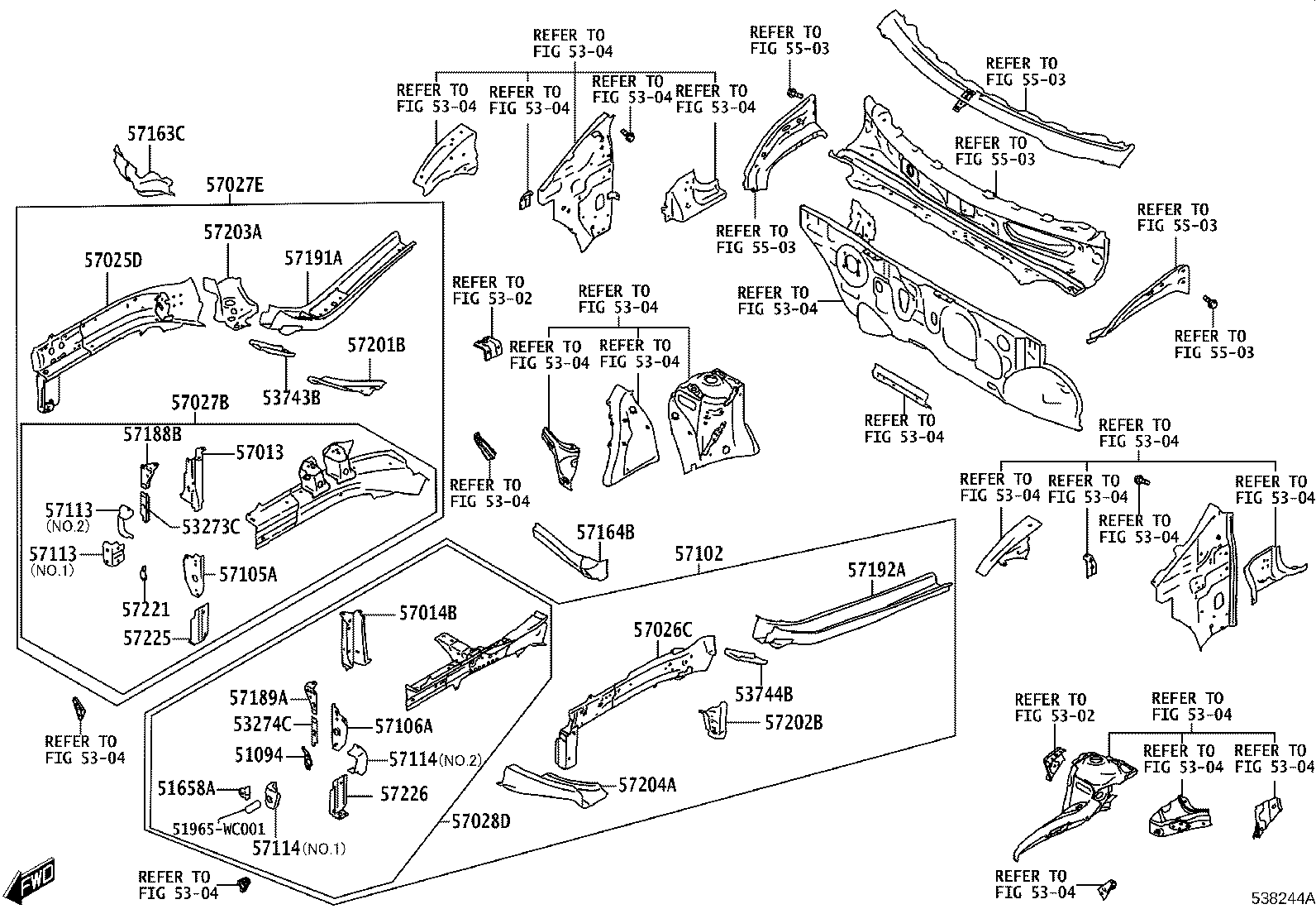 57016-WC003 MEMBER SUB-ASSY, FRONT SIDE, INNER RH product image