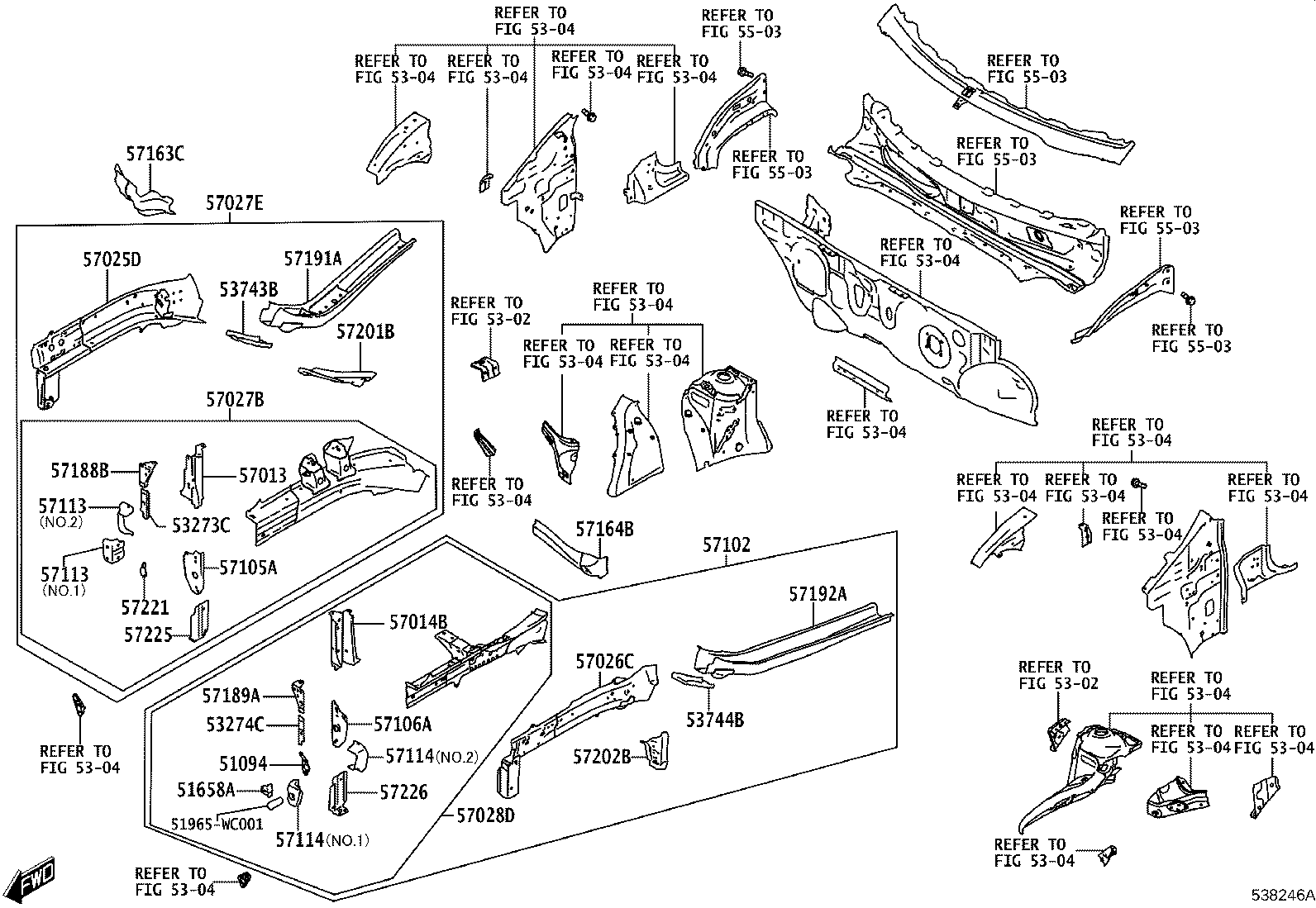 57102-WC008 MEMBER SUB-ASSY, FRONT SIDE, LH product image