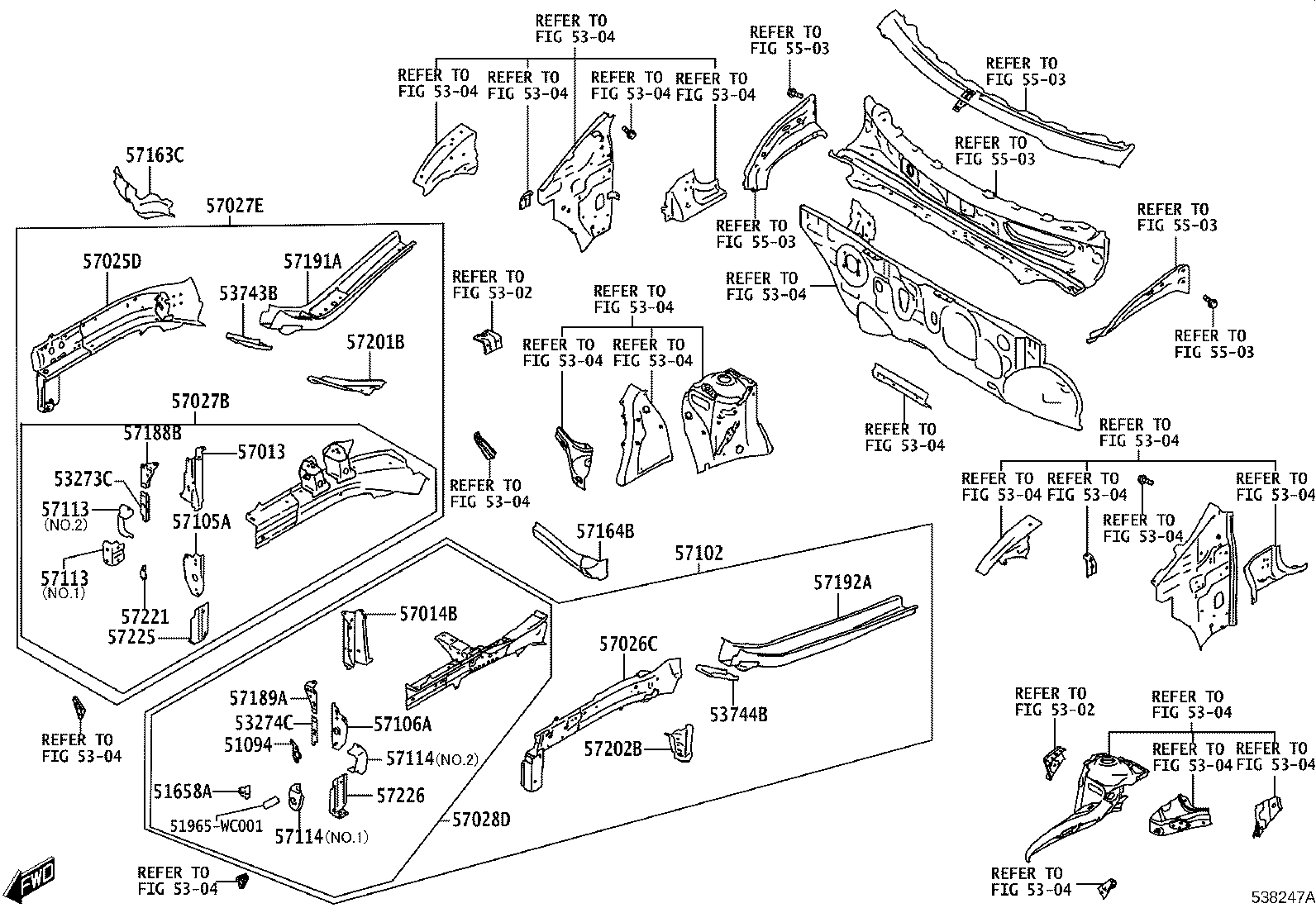 57102-WC008 MEMBER SUB-ASSY, FRONT SIDE, LH product image