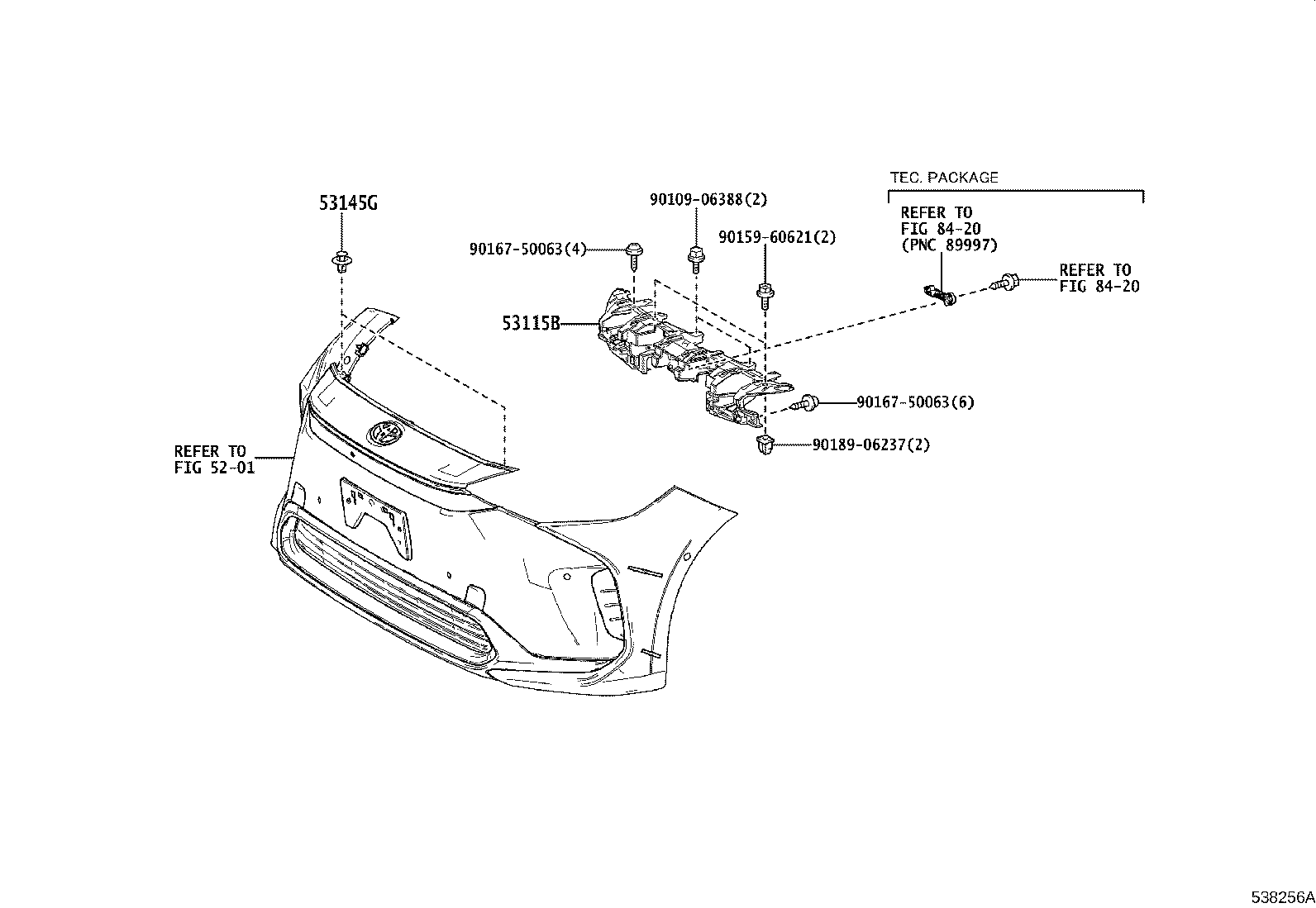 Toyota 53115-42040 BRACKET, RADIATOR GRILLE