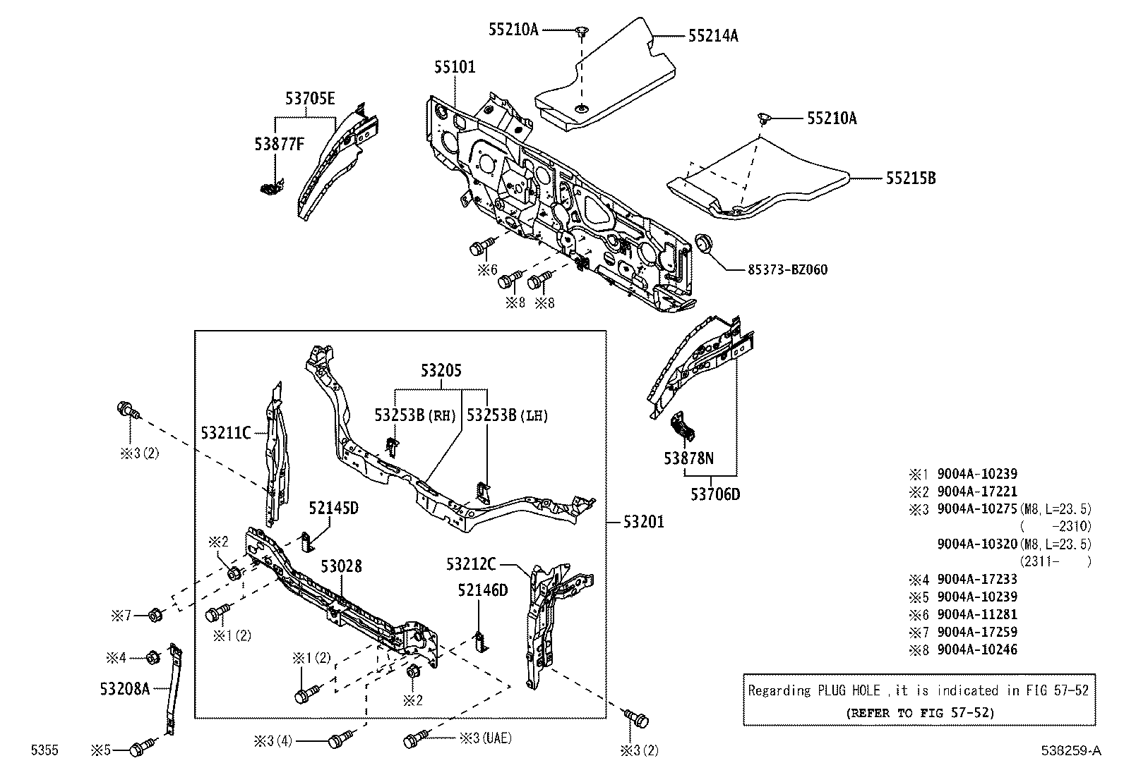 52145-BZ050 BRACKET, FRONT BUMPER SIDE MOUNTING, RH product image