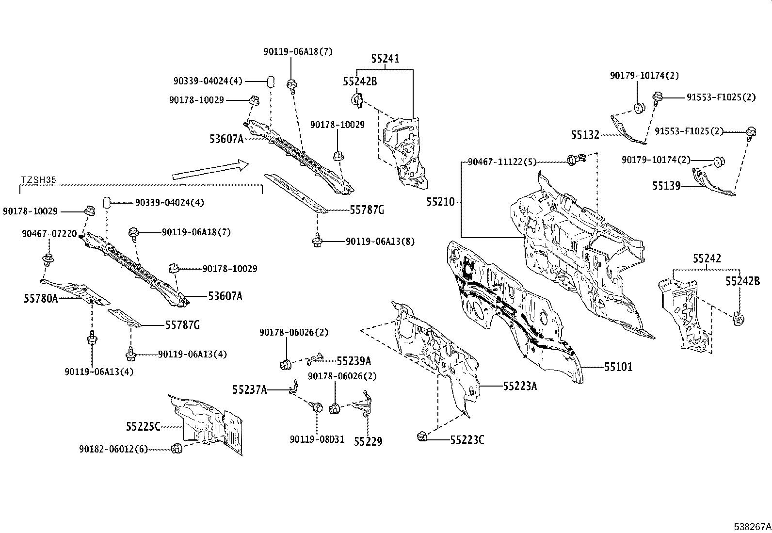 53702-30A80 APRON SUB-ASSY, FRONT FENDER, LH product image