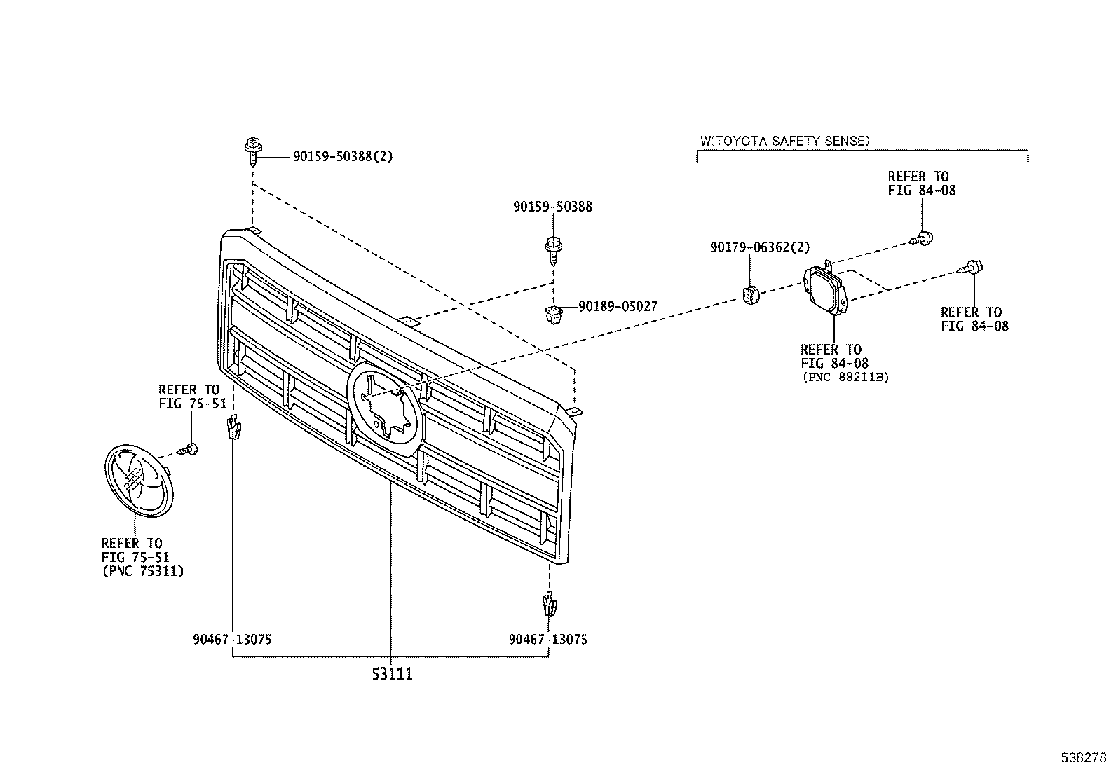 53101-60460 GRILLE, RADIATOR product image