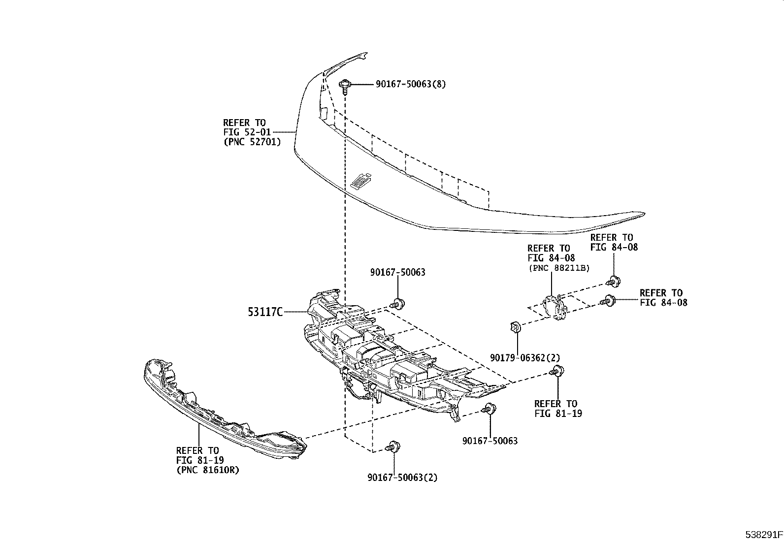 Toyota 53117-30300 RETAINER, RADIATOR GRILLE, NO.1