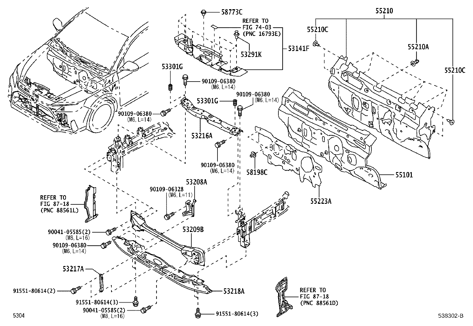 53217-BZ030 BRACE, HOOD LOCK SUPPORT product image