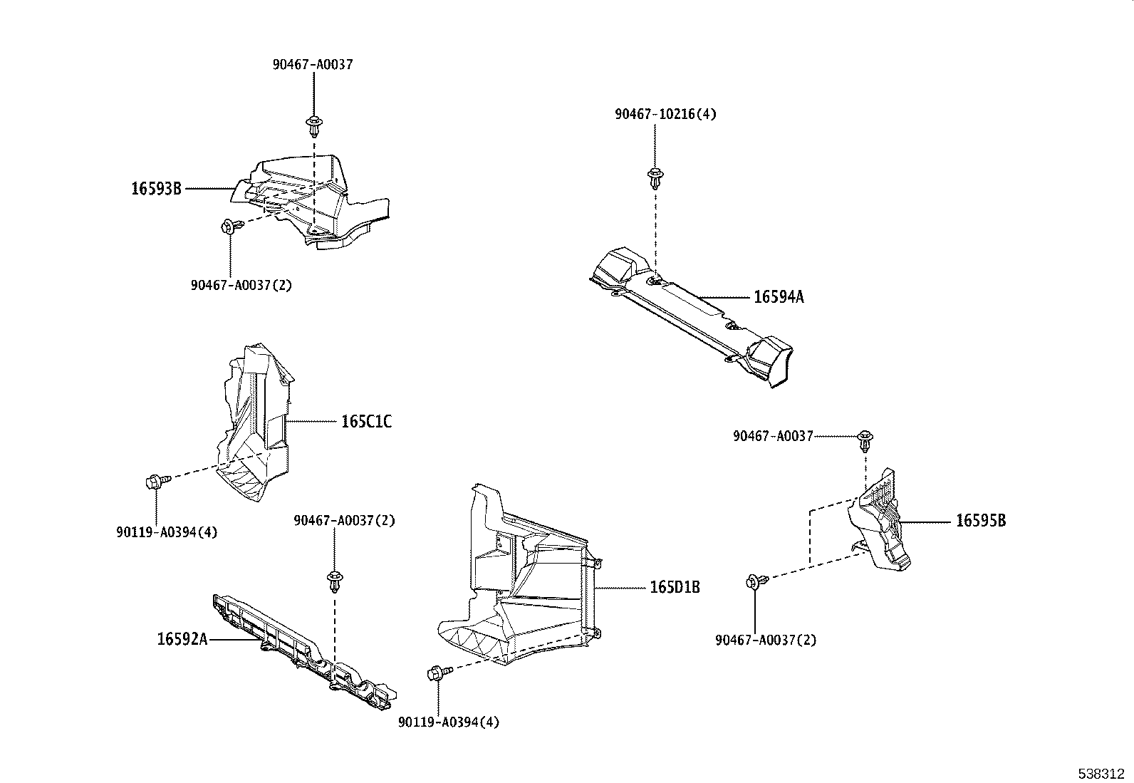 16593-F4010 GUIDE, RADIATOR AIR, NO.1 RH product image