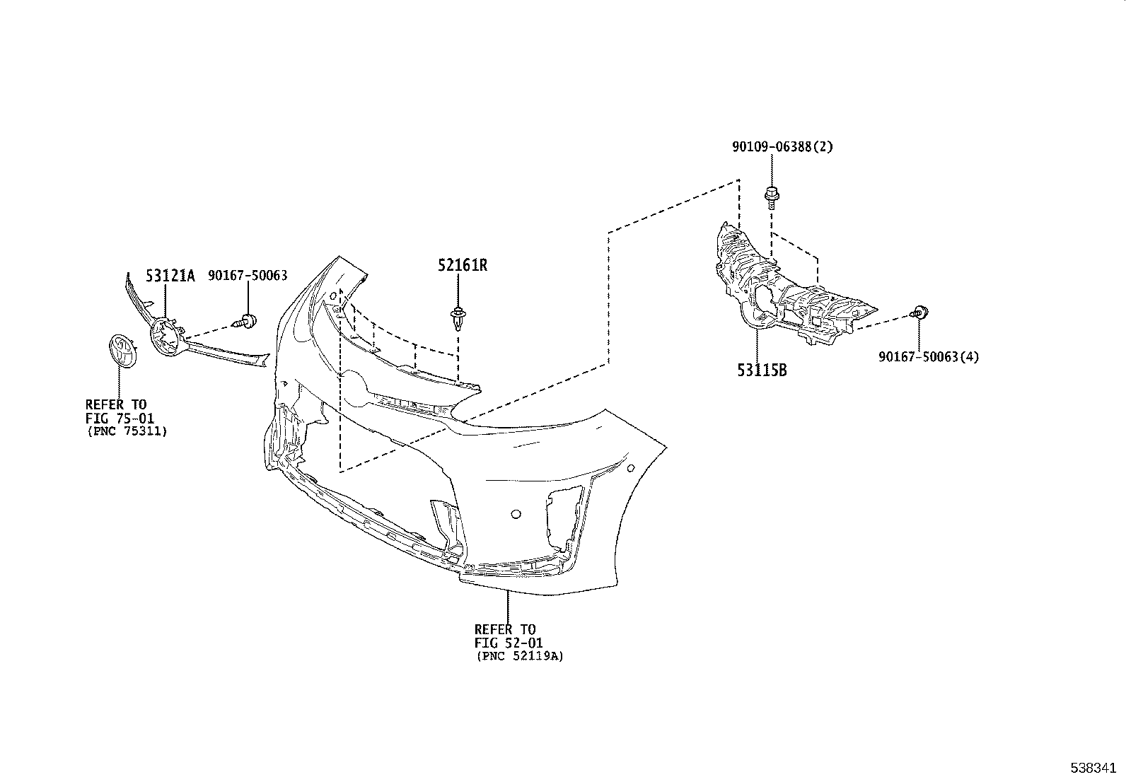 53121-52290 MOULDING, RADIATOR GRILLE product image