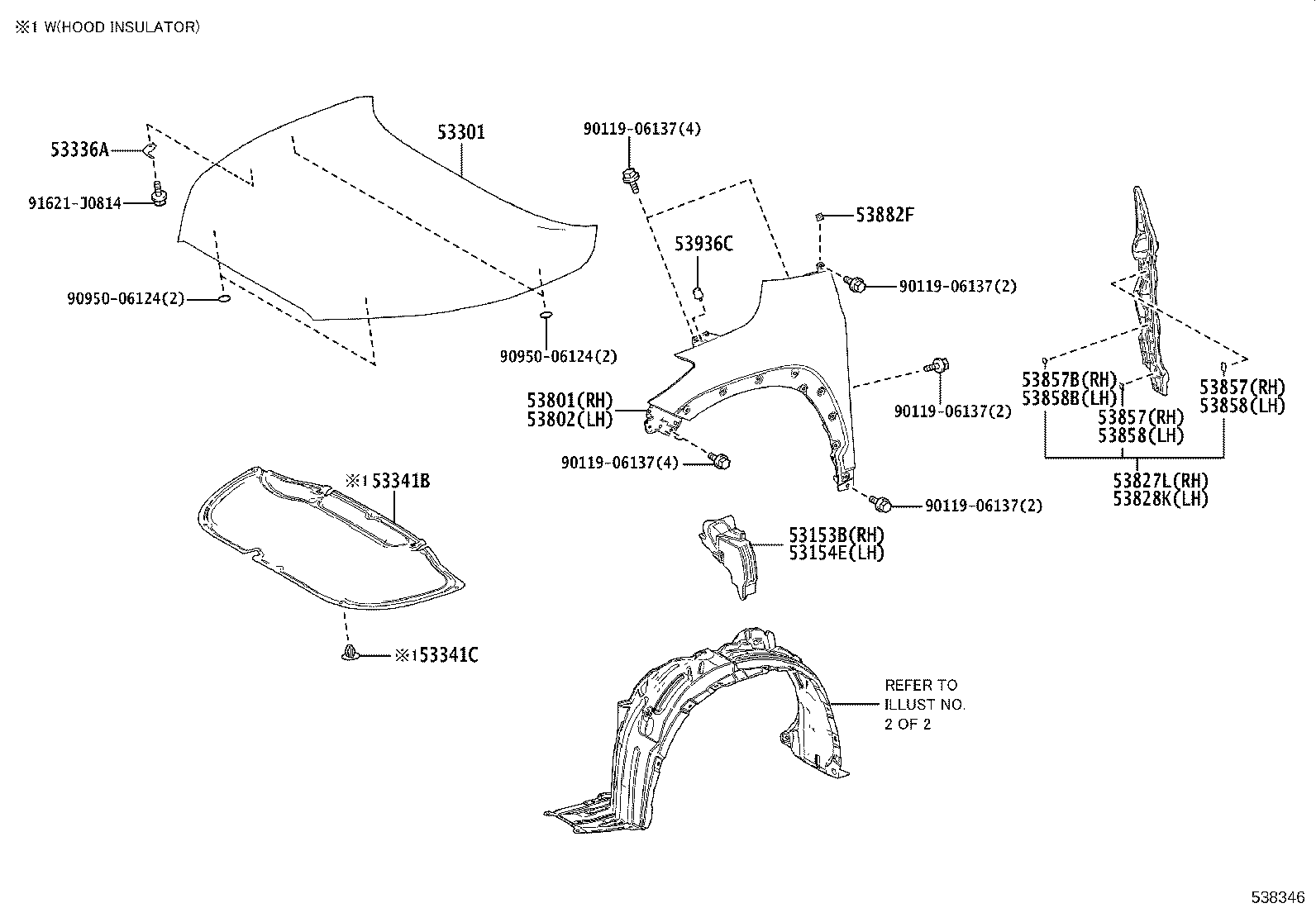 53827-16030 PROTECTOR, FRONT FENDER SIDE PANEL, RH product image