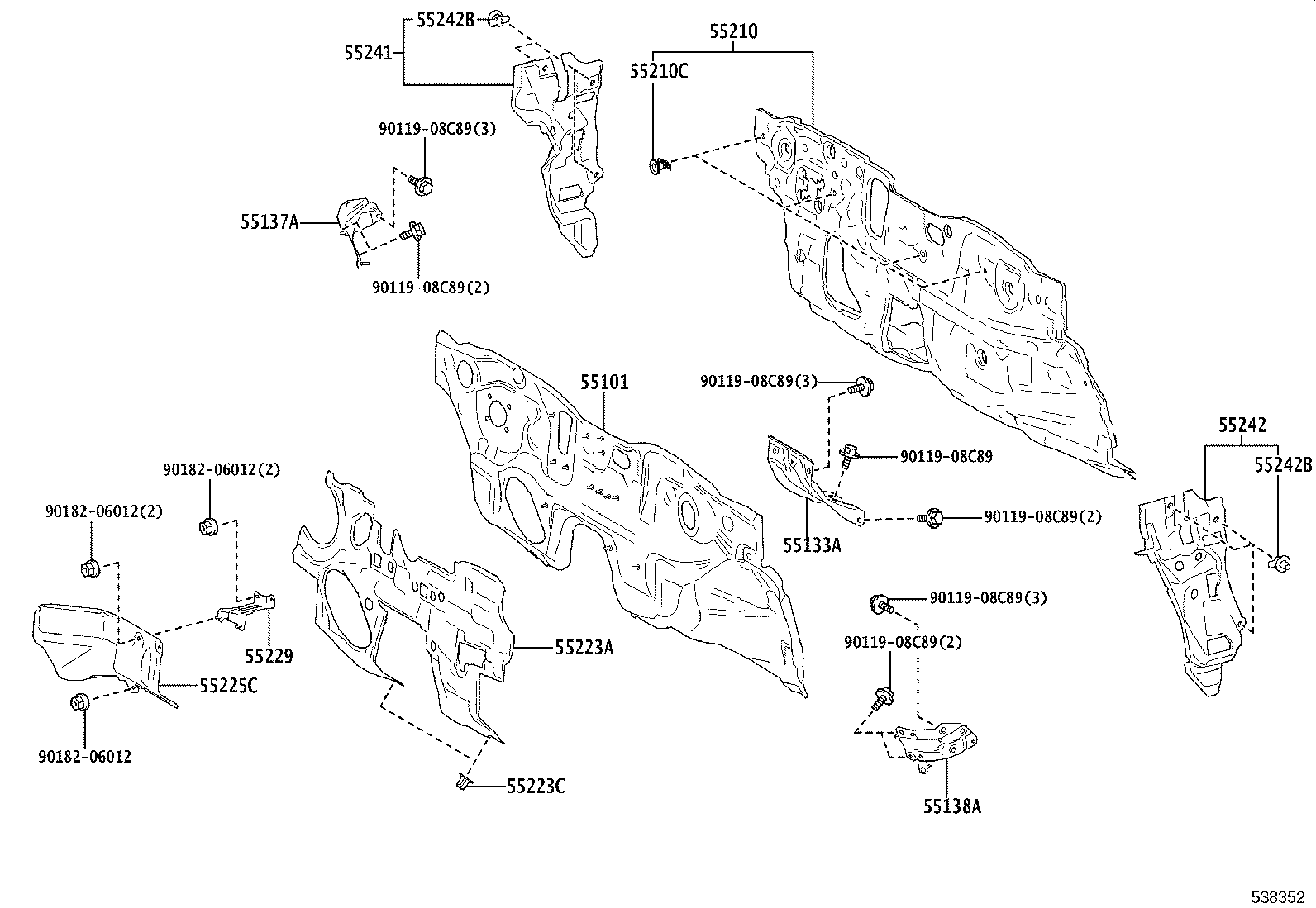 53702-16140 APRON SUB-ASSY, FRONT FENDER, LH product image