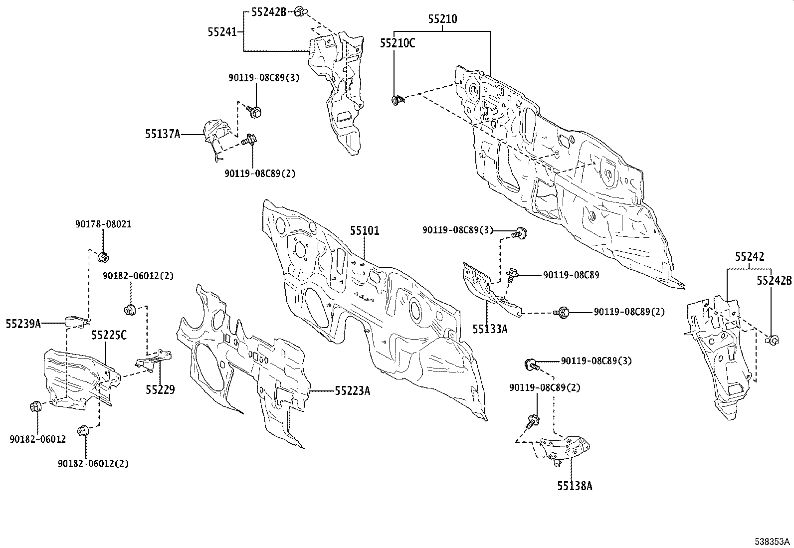 53702-16140 APRON SUB-ASSY, FRONT FENDER, LH product image