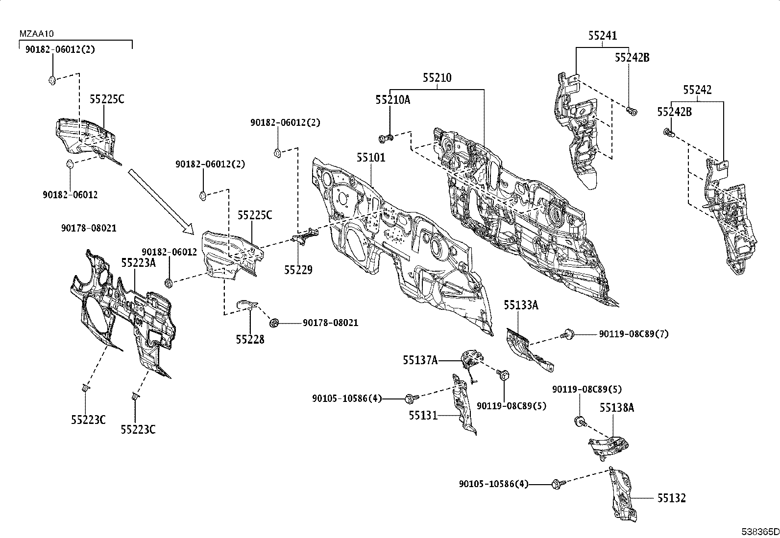 51025-76010 BRACKET SUB-ASSY, FRAME NO.3 CROSS MEMBER, RH product image