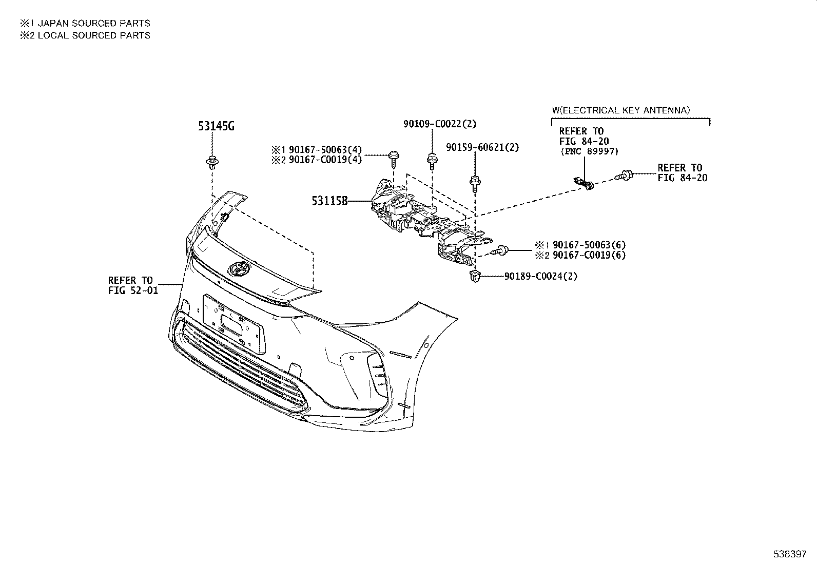 53115-0R060 BRACKET, RADIATOR GRILLE product image