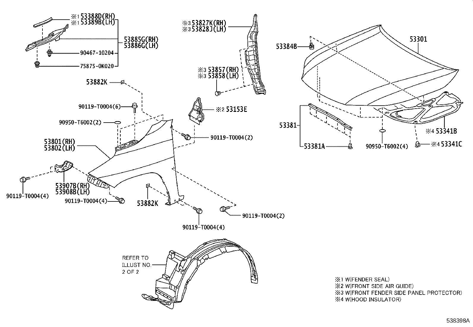 Toyota 53806-0K440 LINER, FRONT FENDER, LH