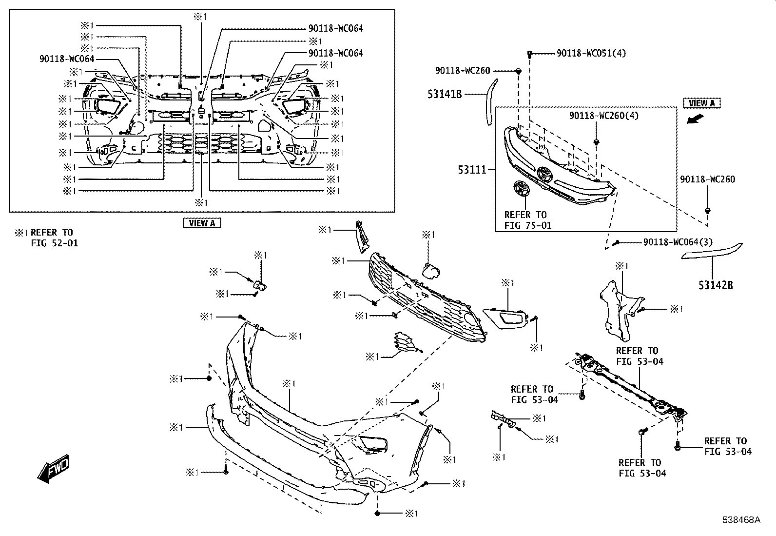 53111-WC009 GRILLE, RADIATOR product image