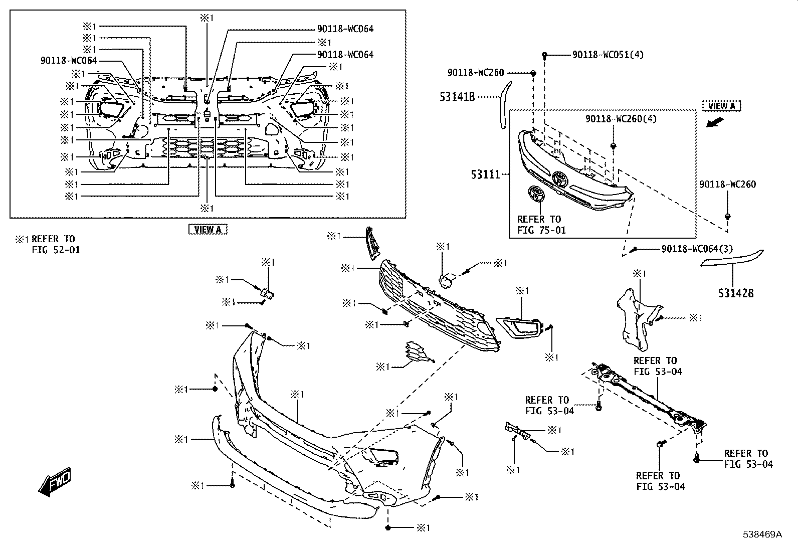 53111-WC009 GRILLE, RADIATOR product image