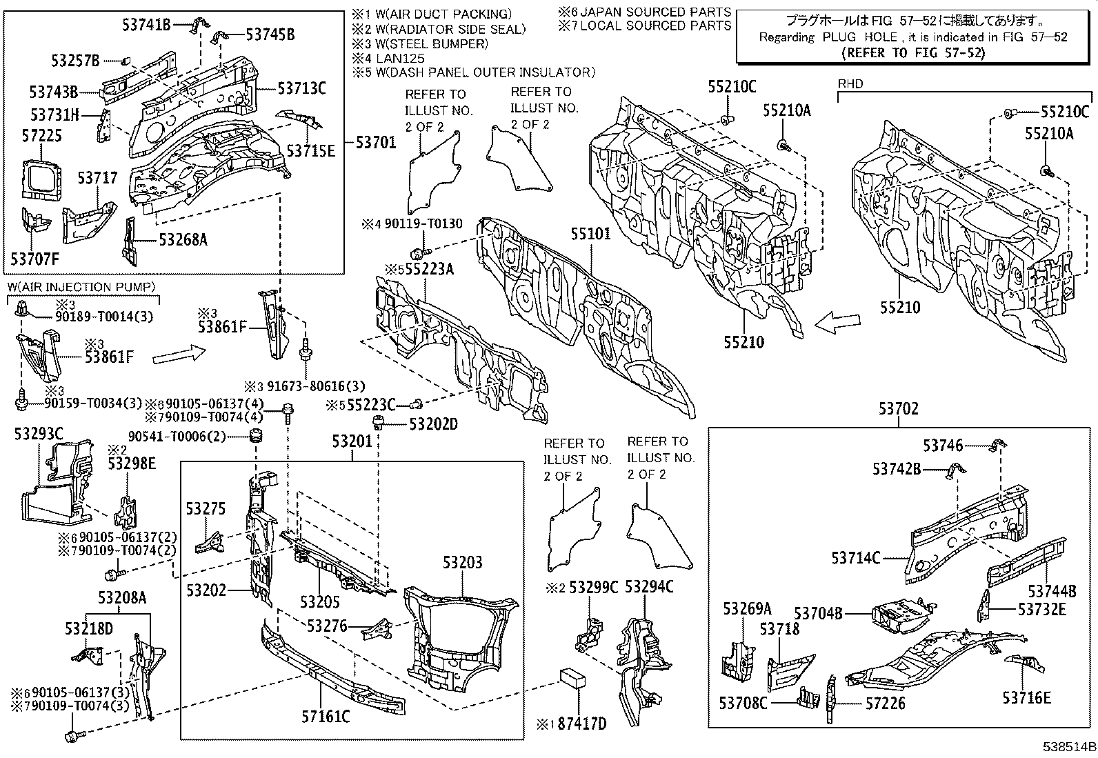Toyota 53701-KK680 APRON SUB-ASSY, FRONT FENDER, RH