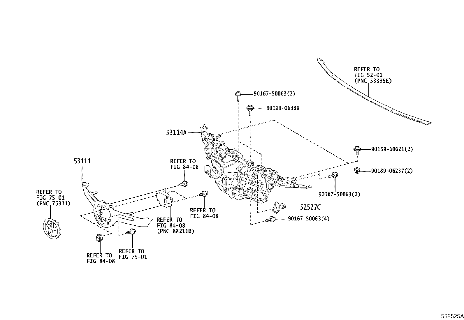 Toyota 53114-12260 GRILLE, RADIATOR, INNER