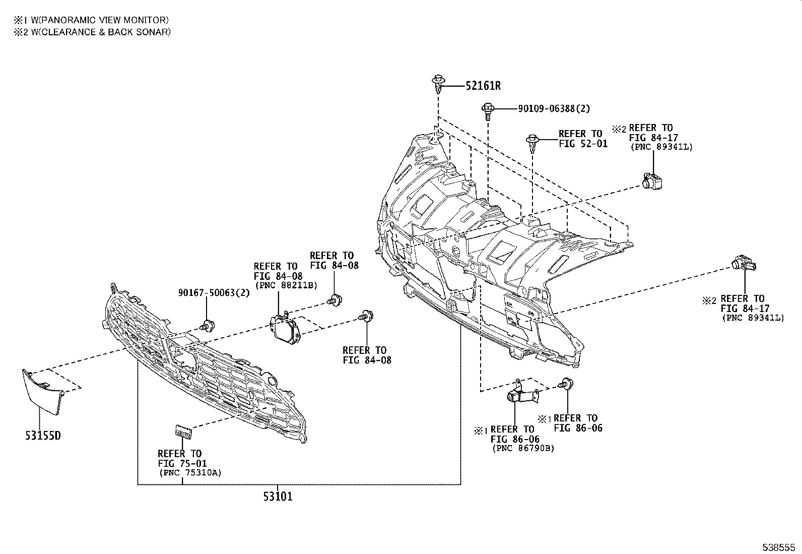 53155-0D081 SEAL, RADIATOR GRILLE, NO.1 product image