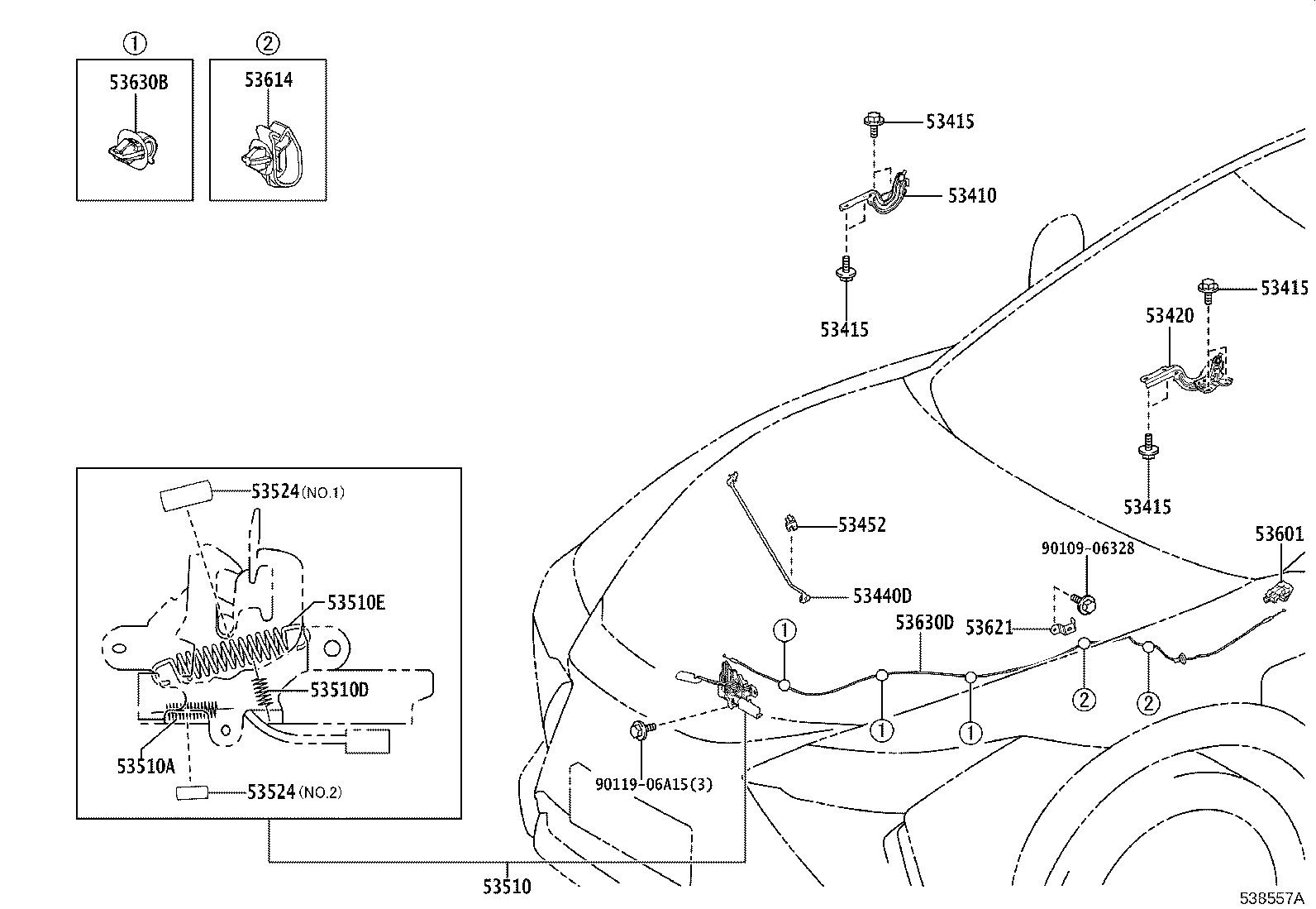 Toyota 53420-46050 HINGE ASSY, HOOD, LH